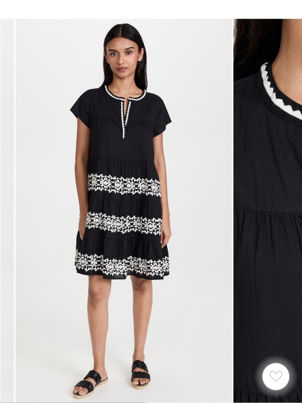 Roller Rabbit Pamela Dress Black White Embroidered Cotton Large L
